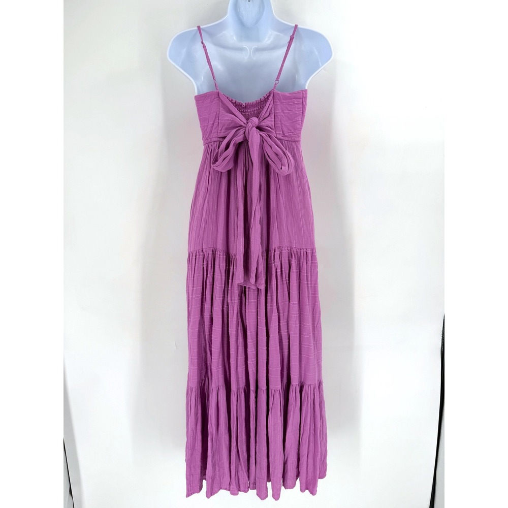 Haute Hippie Style Maxi Dress Womens S Purple Tiered Boho Cottagecore Bow Back - Picture 10 of 13